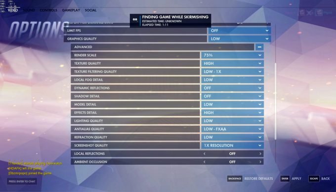 Taimou graphics settings