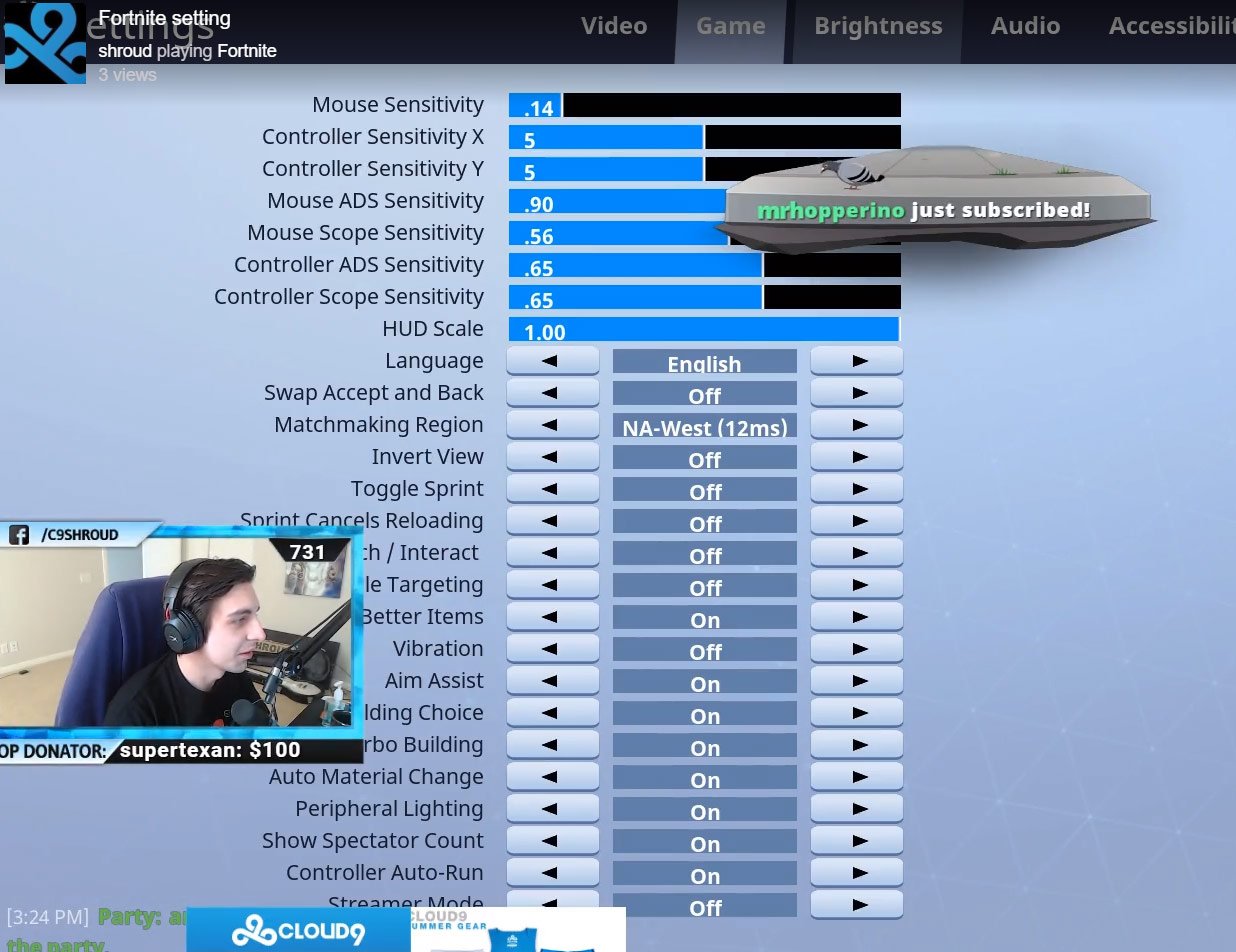 Shroud Fortnite Settings Keybinds Gear Config 21