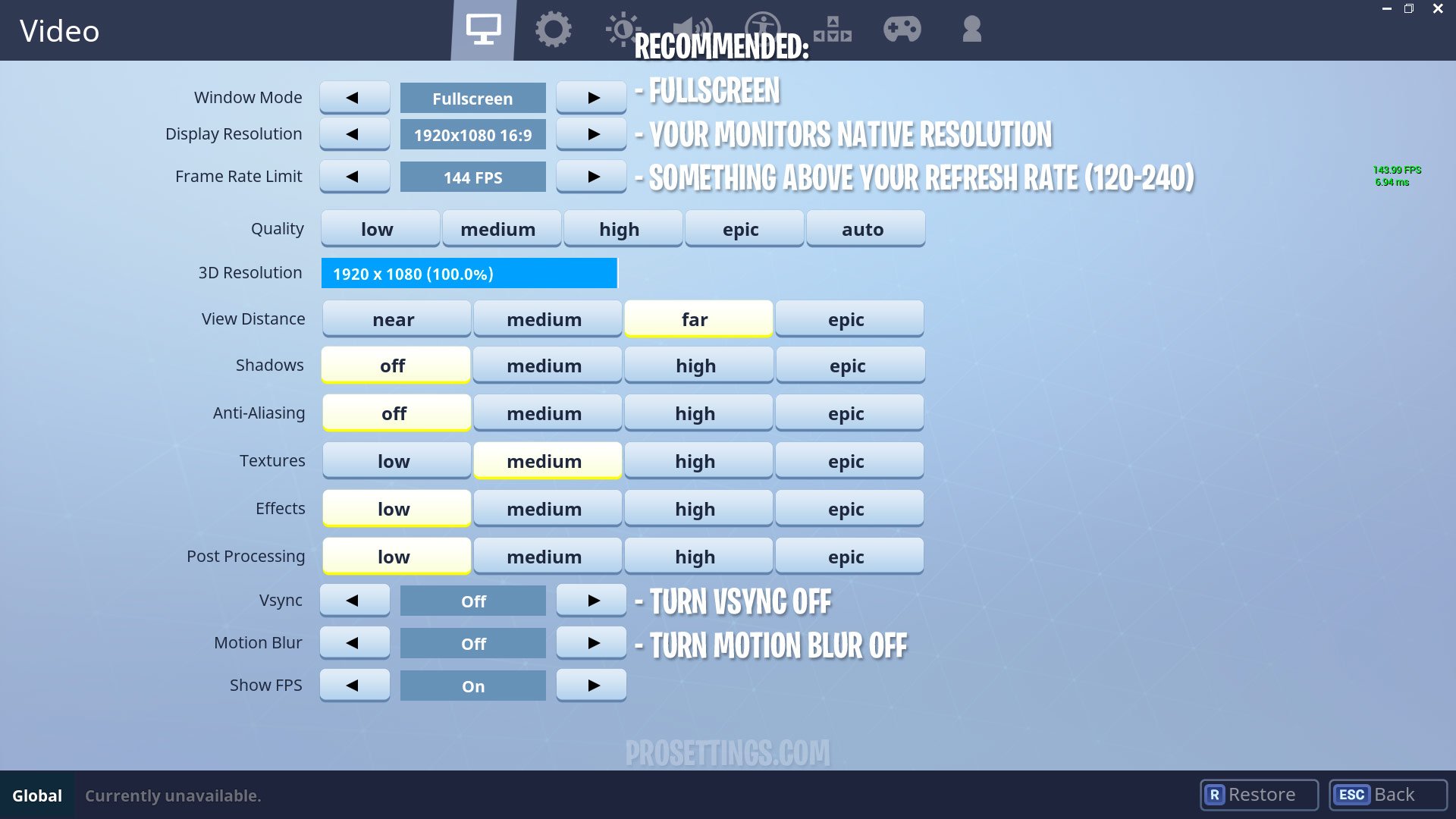 recommended fortnite video settings - fortnite minimum requirements laptop