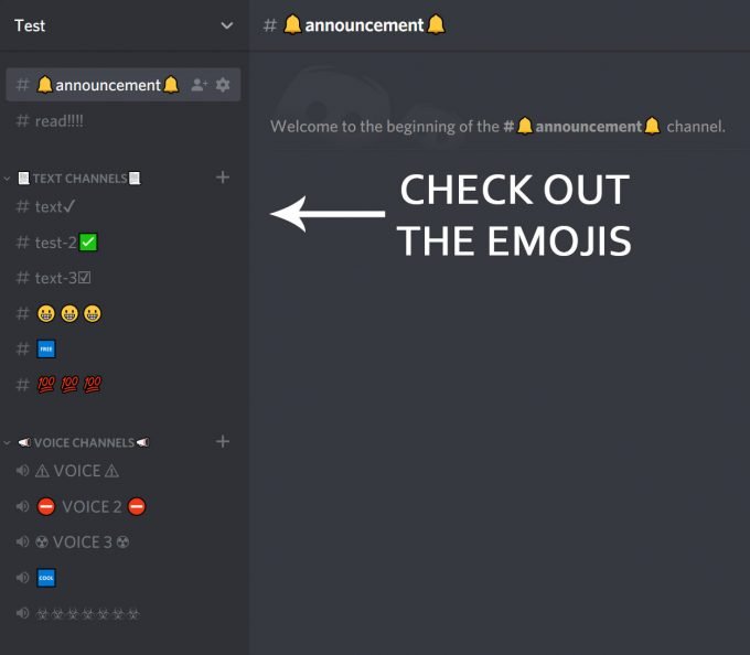 Emojis Discord channel name