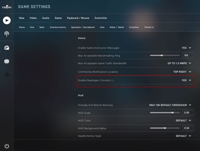 CSGO Enable Developer Console