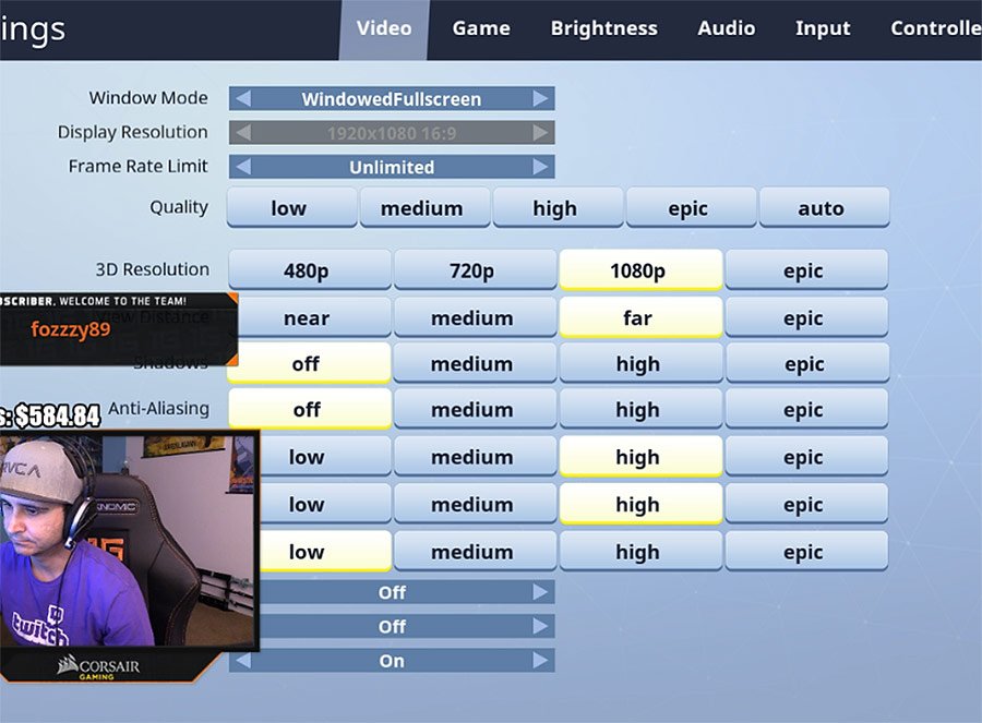 Pro players settings fortnite